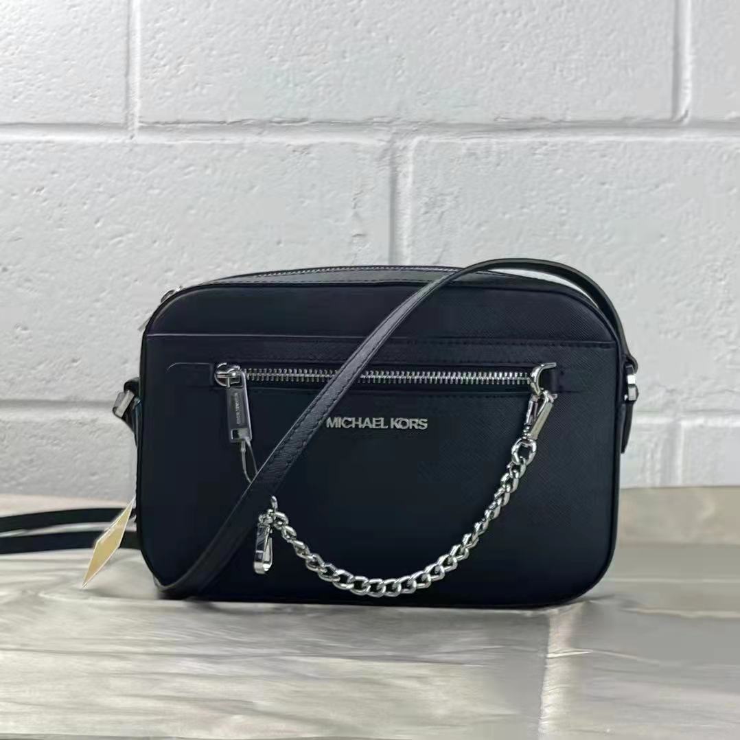 MICHAEL KORS 35T1STTC9L JET SET LARGE SAFFIANO LEATHER CROSSBODY BAG IN BLACK MICHAEL KORS 35T1STTC9L JET SET LARGE SAFFIANO LEATHER CROSSBODY BAG IN BLACK